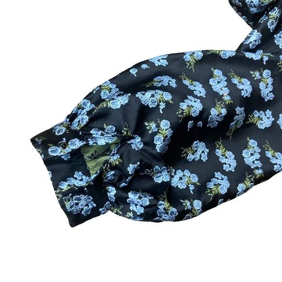 Pomander Place Black & Blue Embroidered Floral Samantha Mini Dress, Sz M - Picture 8 of 14